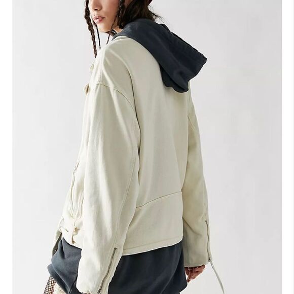 New Free People 
Rebel Rebel Knit Moto Jacket in Vanilla Creme Knit Moto  M - Picture 3 of 13
